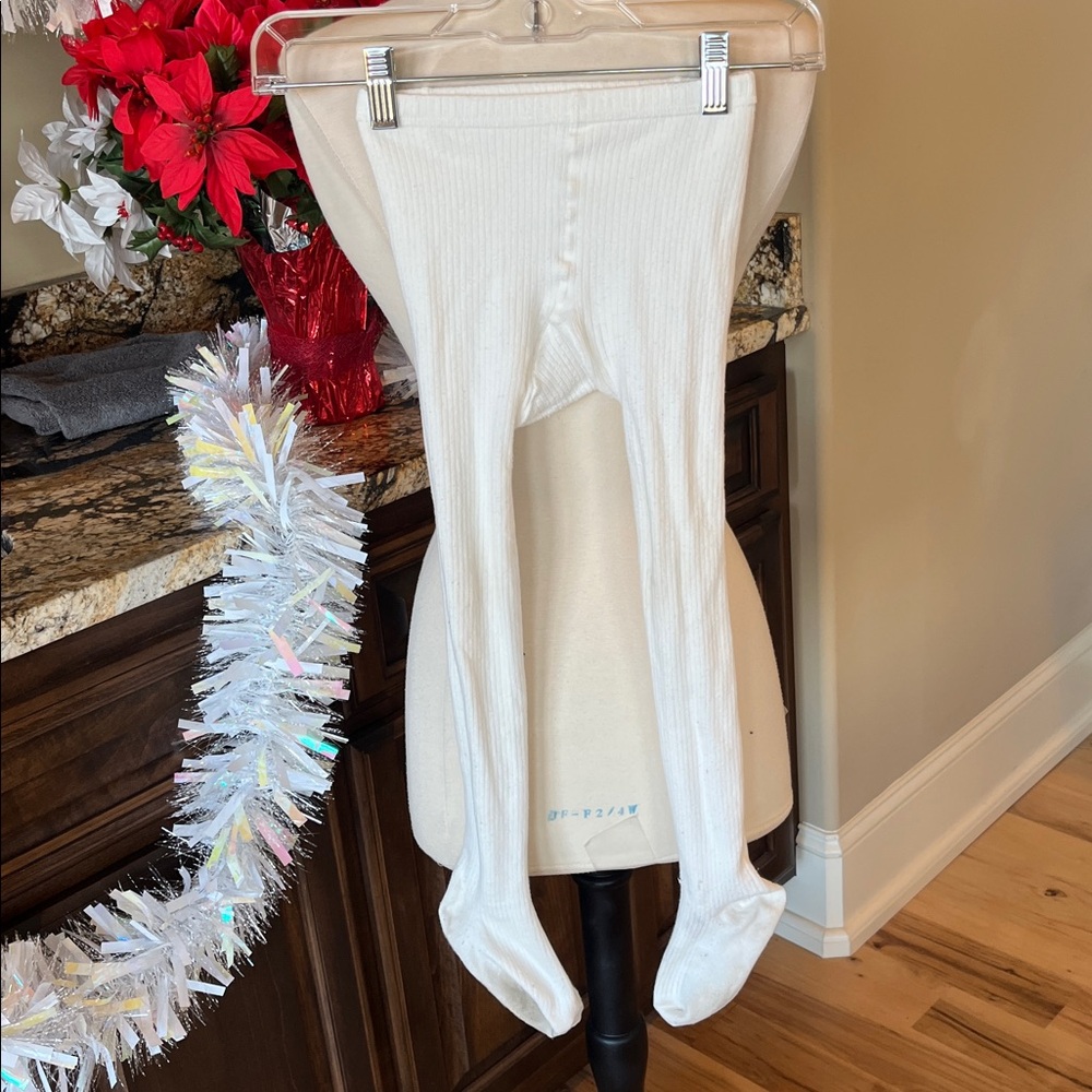 White Knit Tights Girls 7-10